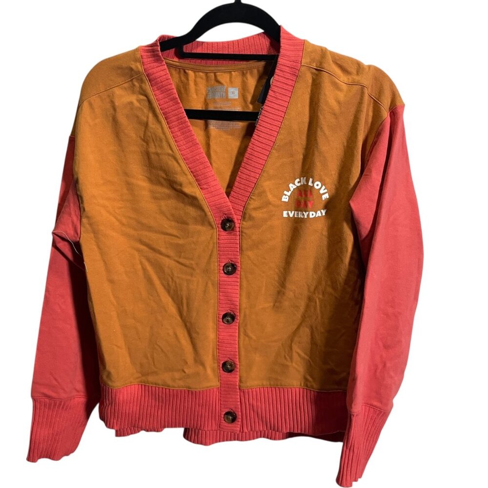 Target‎ Black Love Everyday XS Cardigan Colorblock Orange/Pink Ribbed